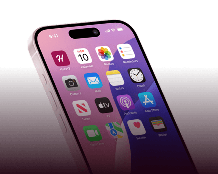 Hera13 app mockup